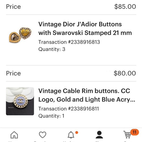 Vintage Designer Dior + Fendi buttons - Picture 3 of 3